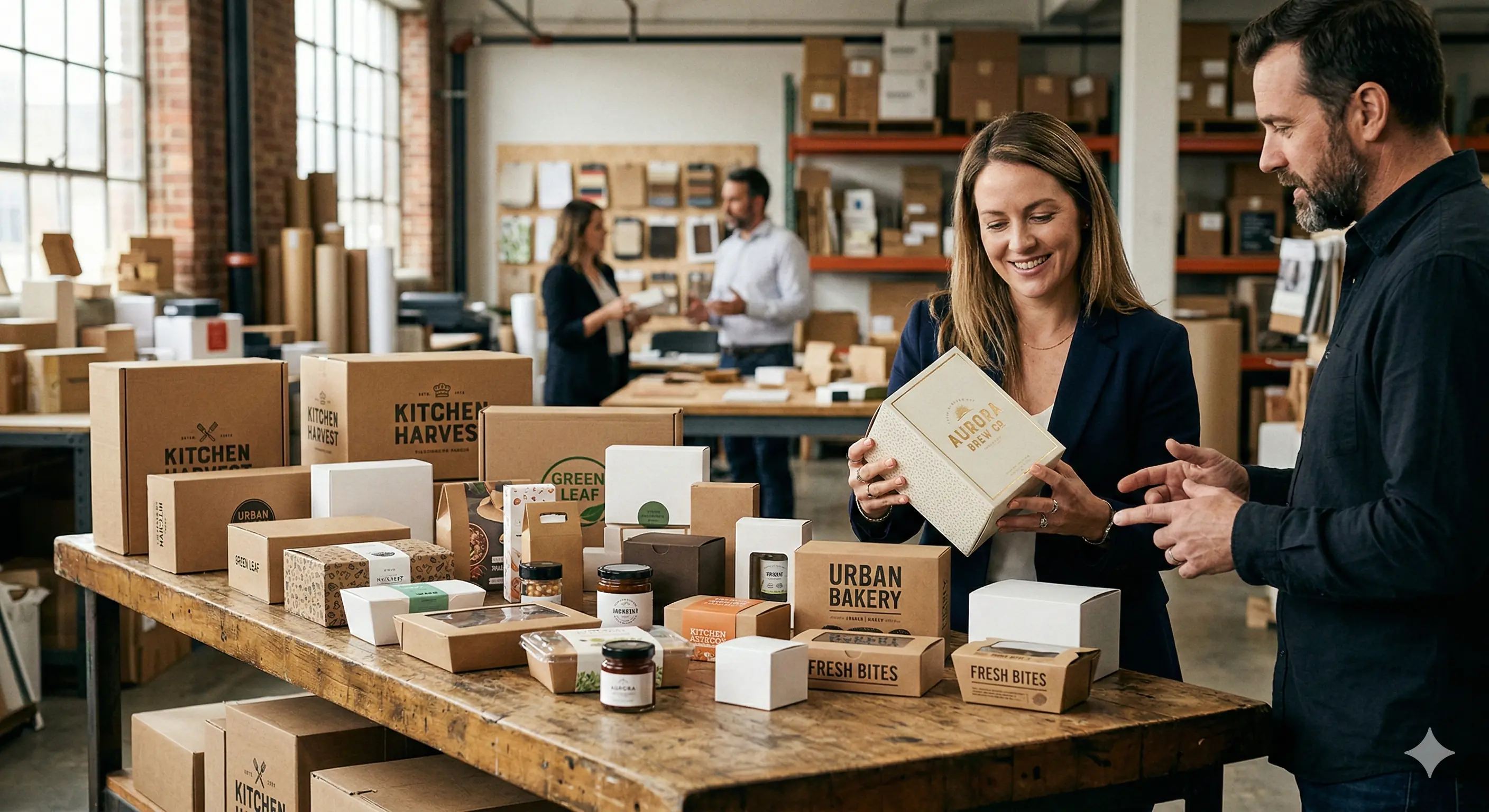 Packaging catalog with multiple box models arranged side by side