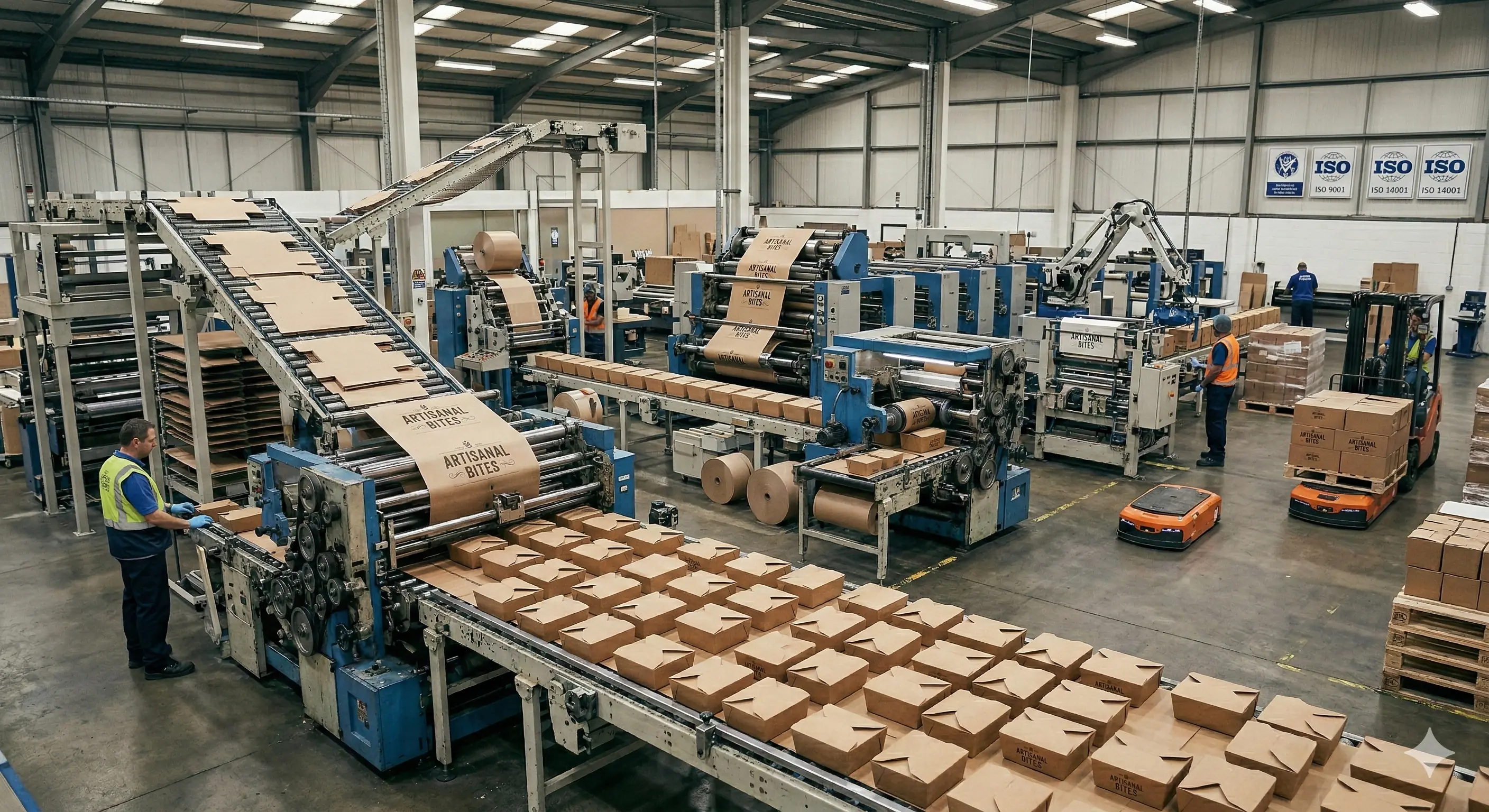 Industrial production line manufacturing packaging units